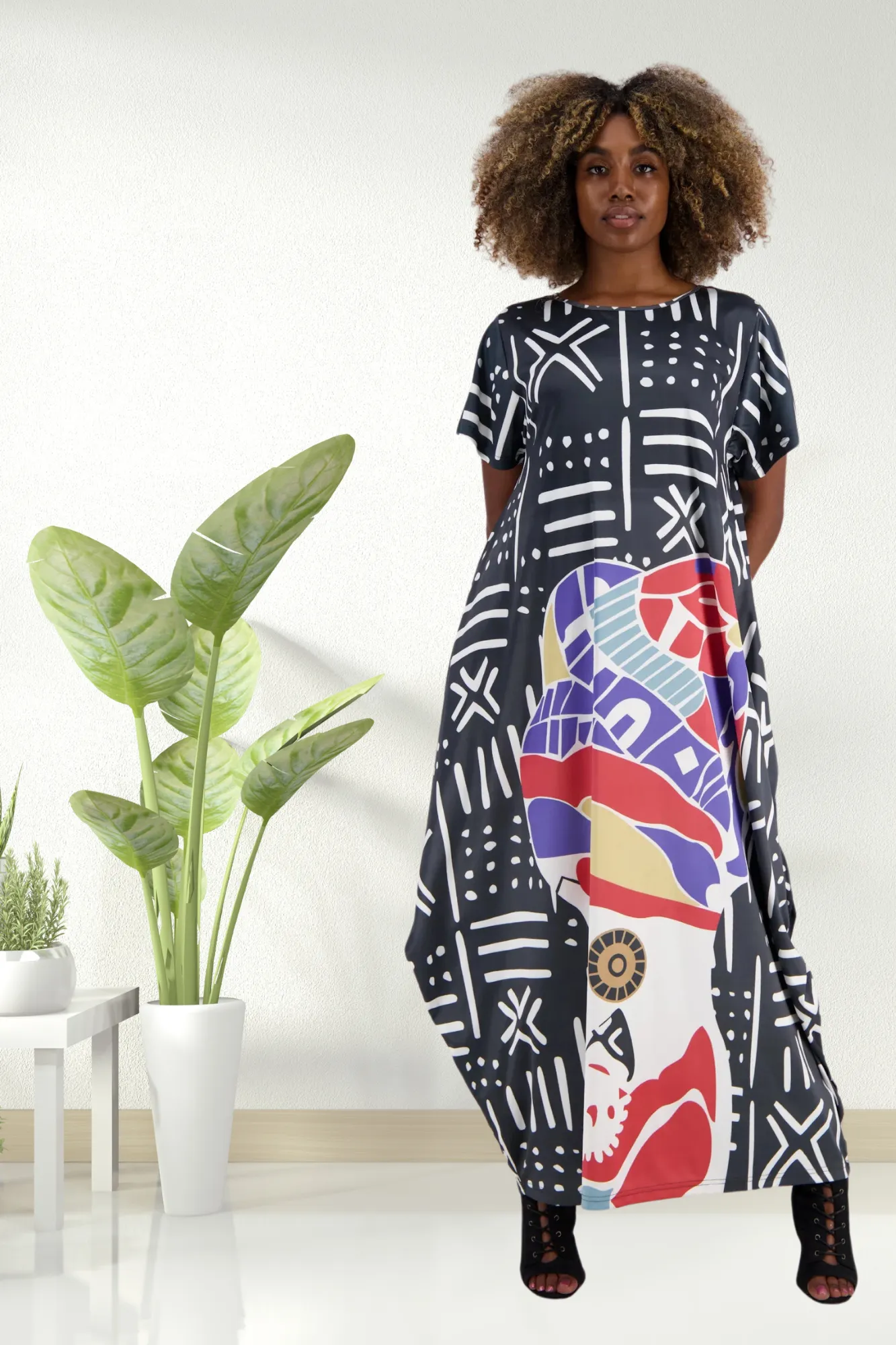 Geometric Tribal Print Maxi Dress