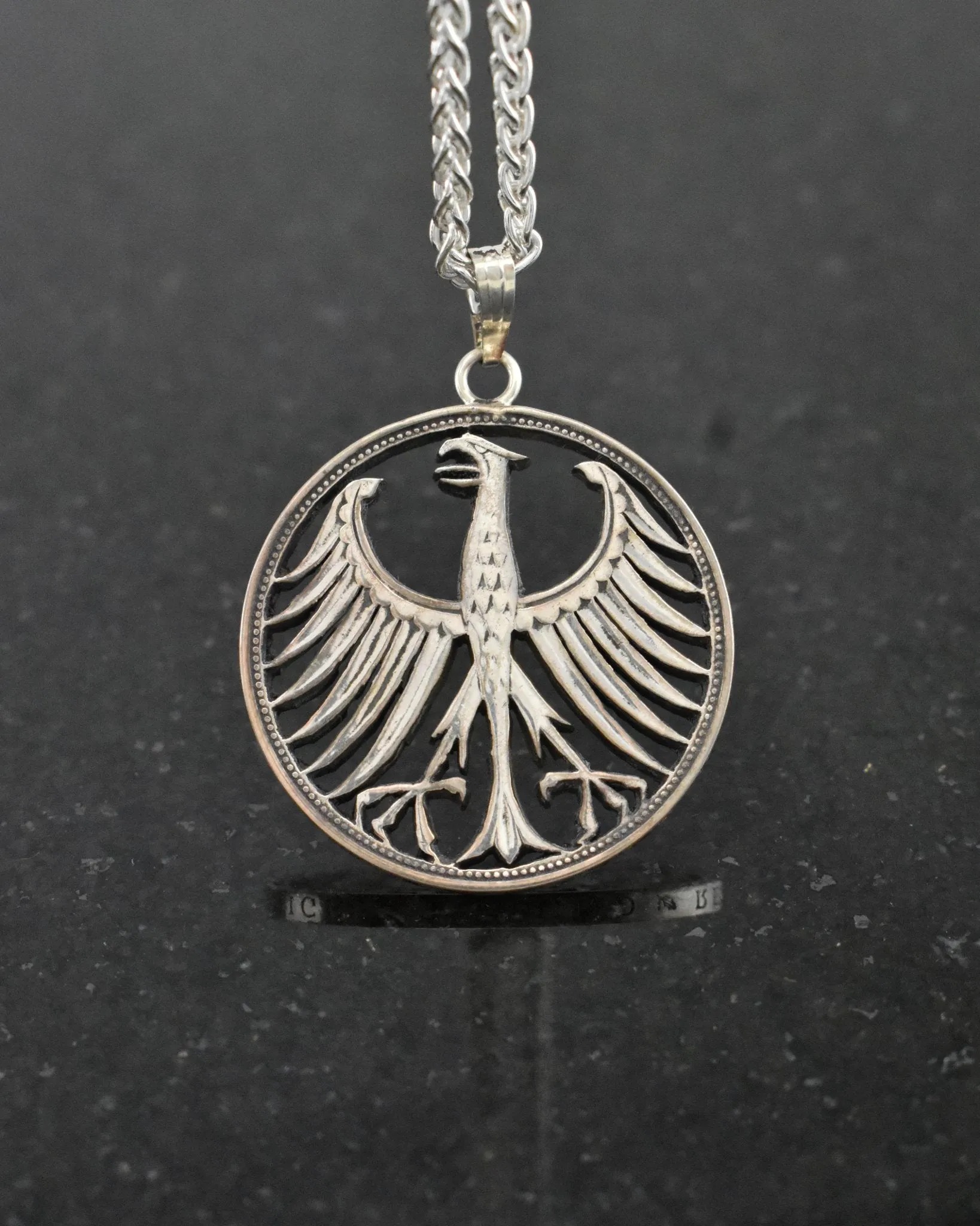 Germany - Silver Screaming Eagle Cut Coin Pendant
