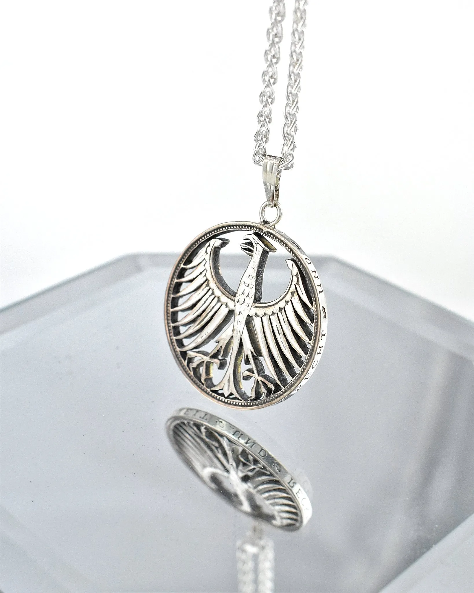 Germany - Silver Screaming Eagle Cut Coin Pendant