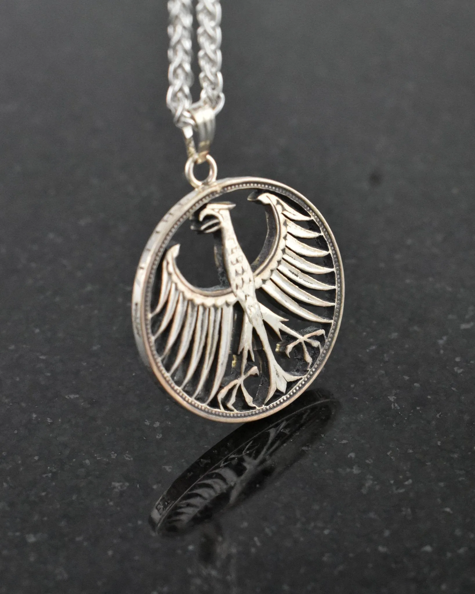 Germany - Silver Screaming Eagle Cut Coin Pendant