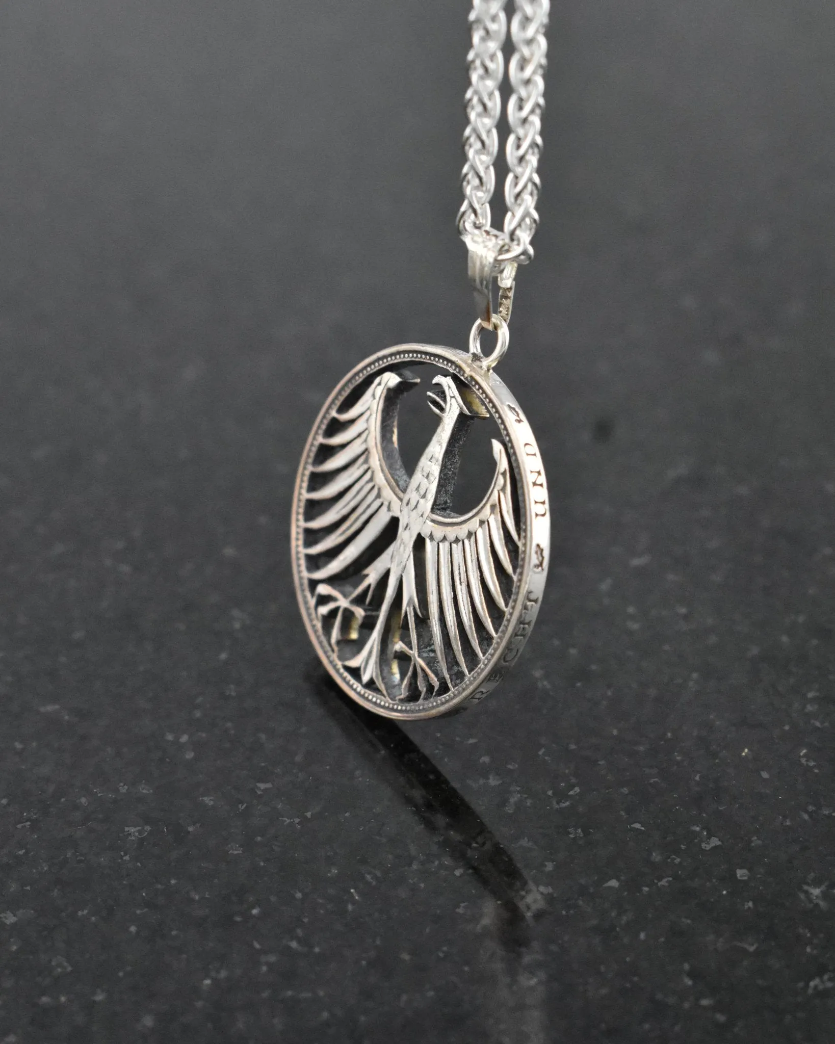 Germany - Silver Screaming Eagle Cut Coin Pendant