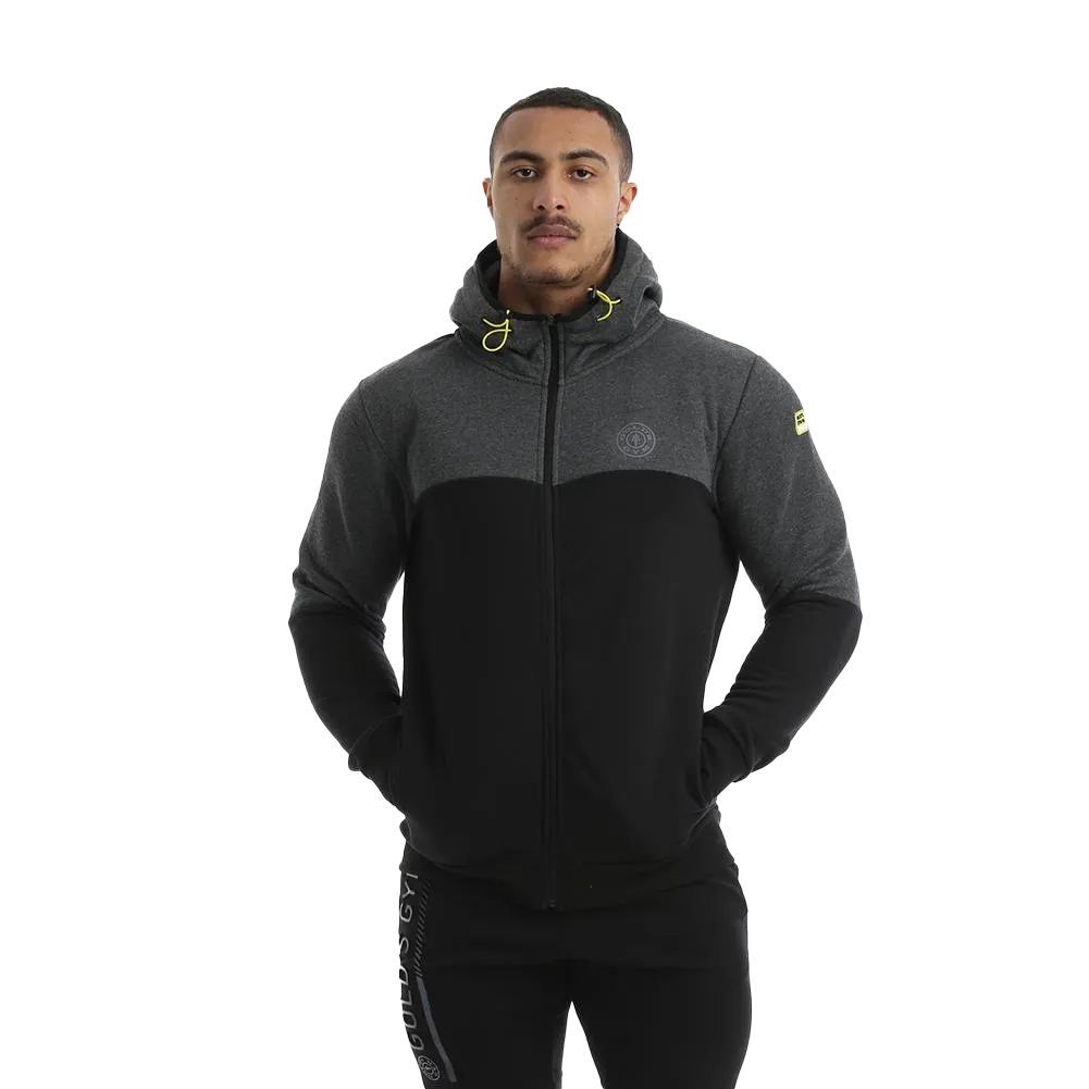 Golds Gym Full Zip Hooded Sweater - Black/Charcoal