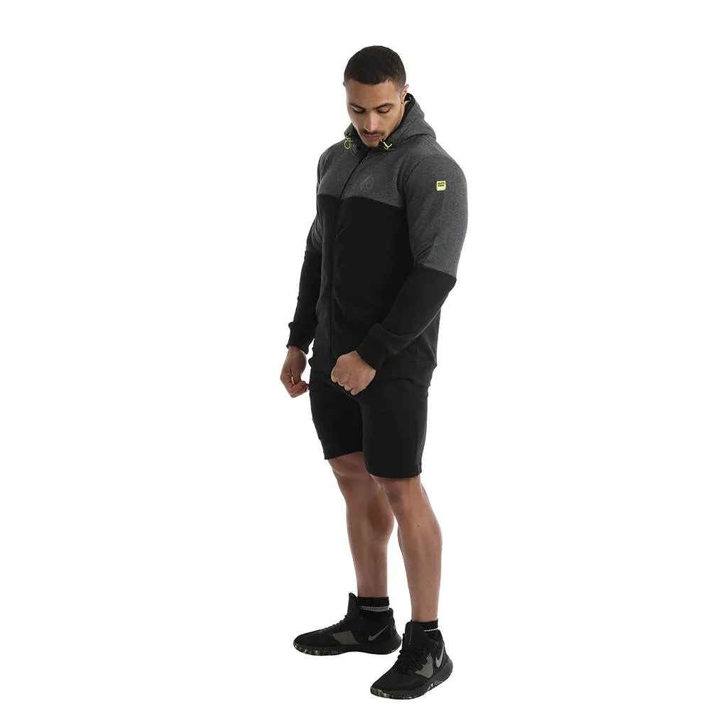 Golds Gym Full Zip Hooded Sweater - Black/Charcoal
