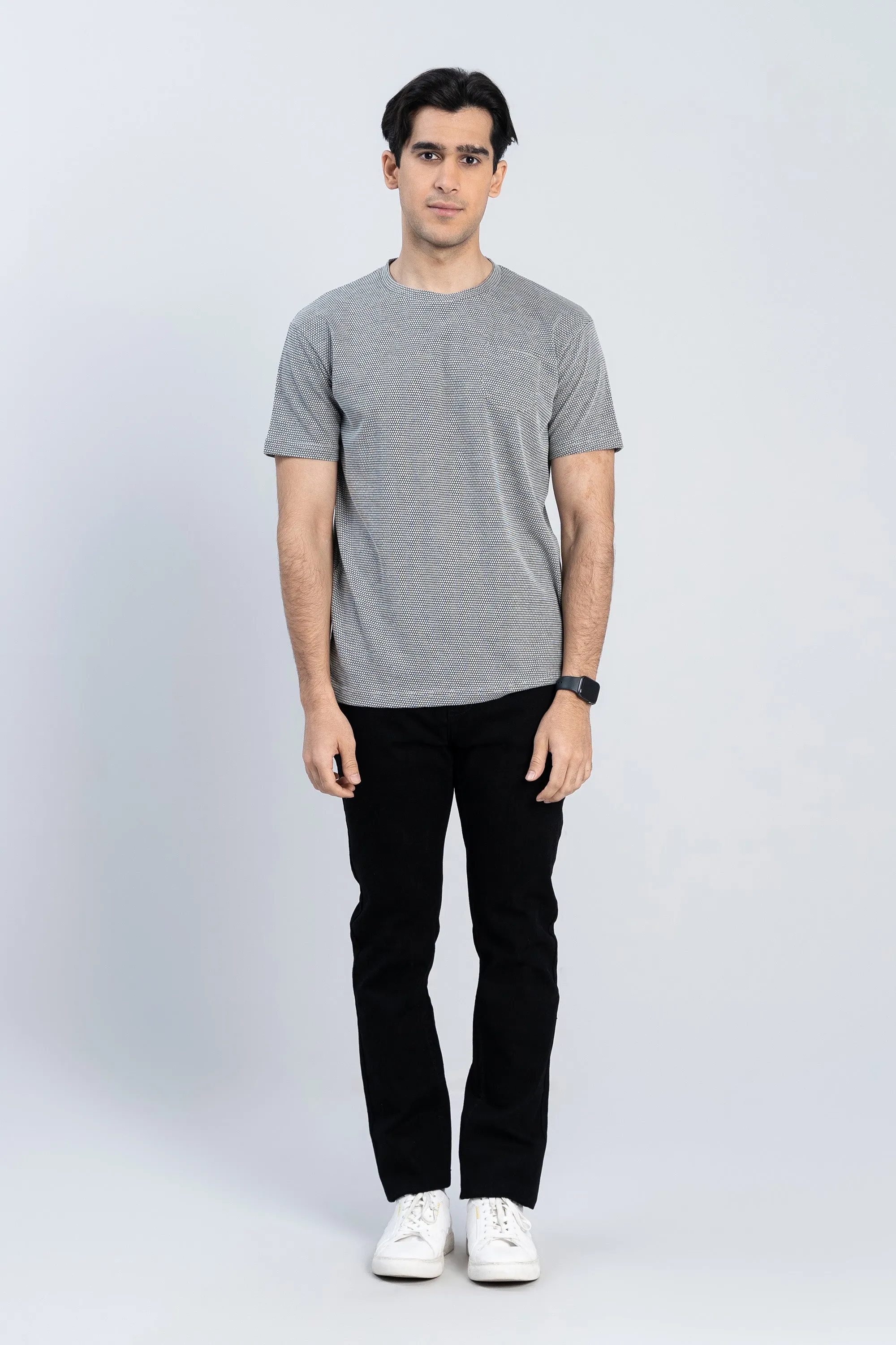 Grey Cotton Popcorn T-Shirt