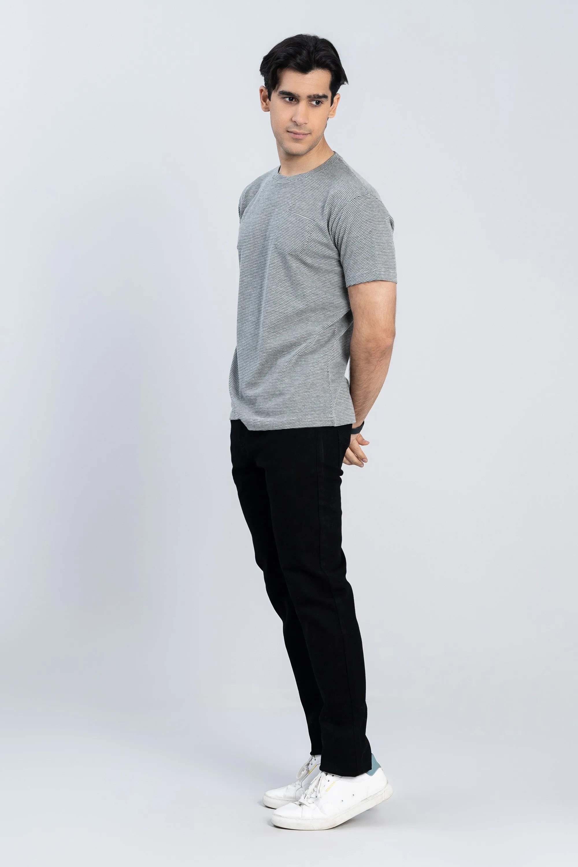 Grey Cotton Popcorn T-Shirt