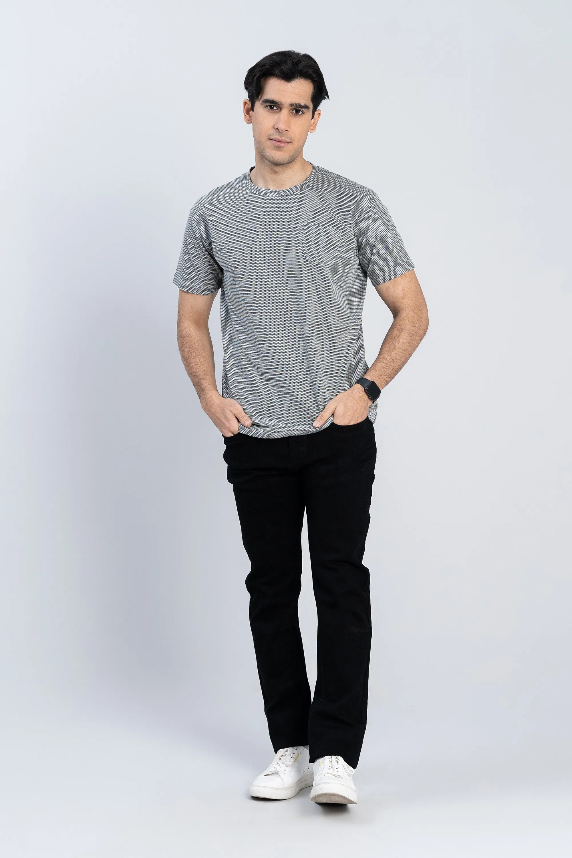 Grey Cotton Popcorn T-Shirt