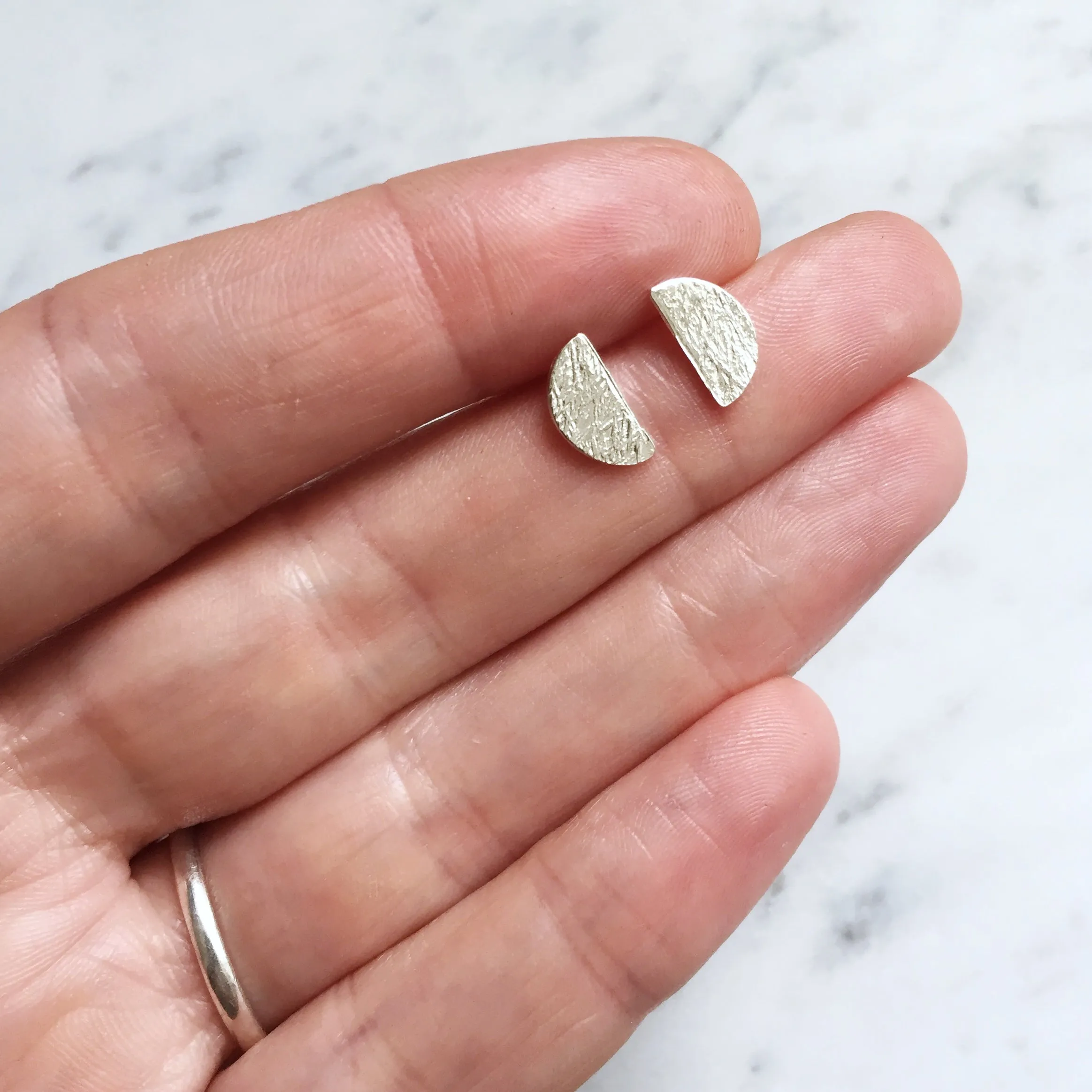 Half moon stud earrings