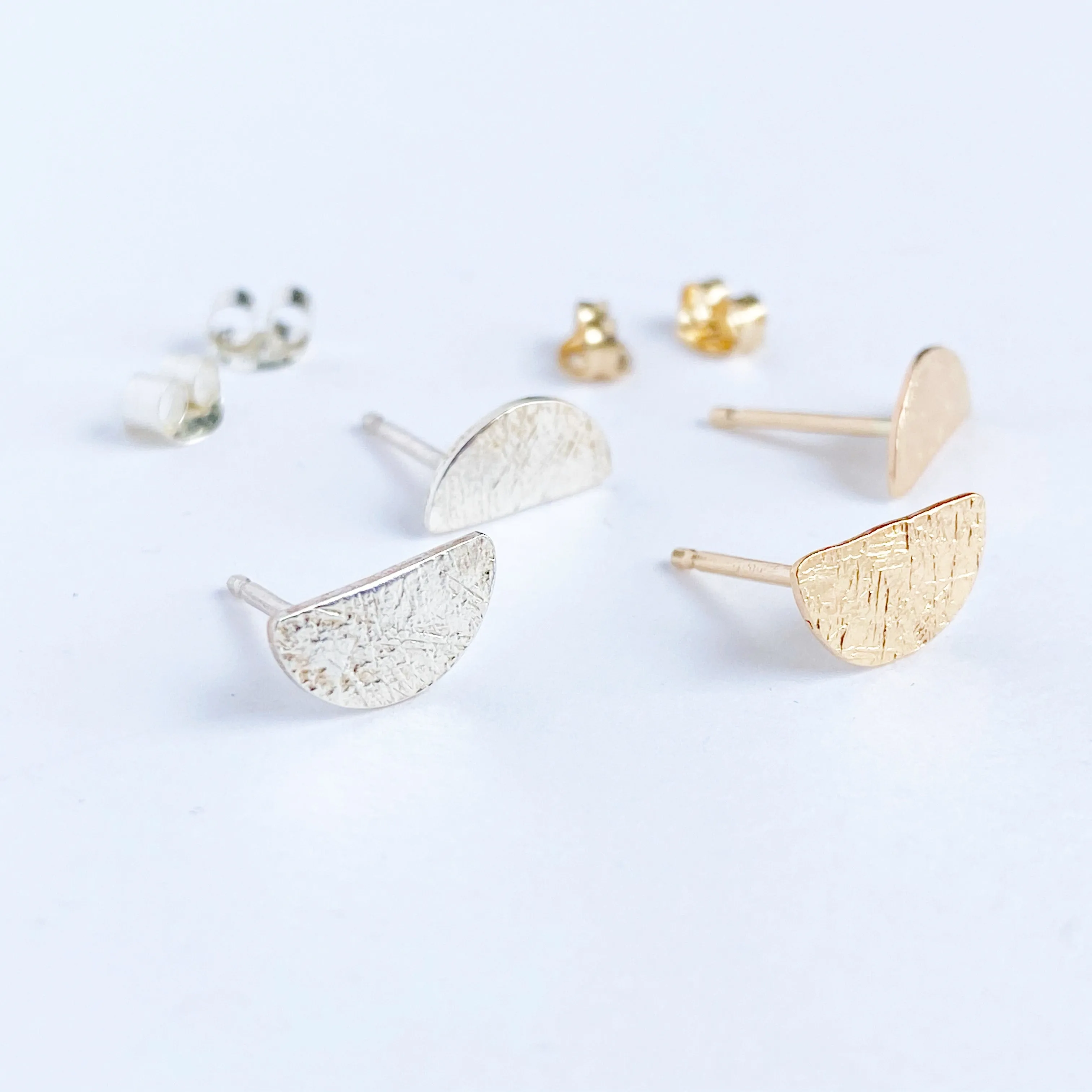 Half moon stud earrings