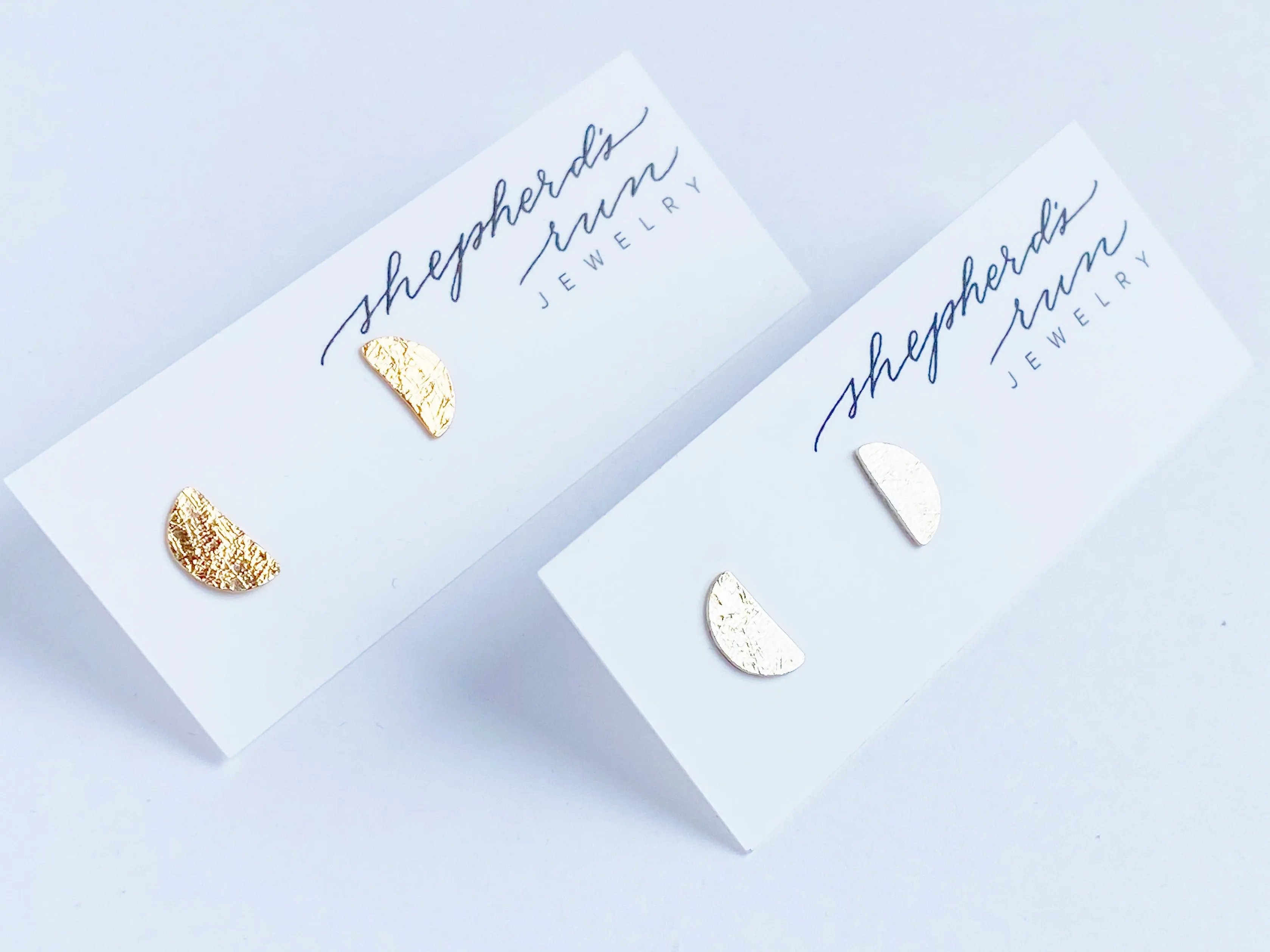 Half moon stud earrings