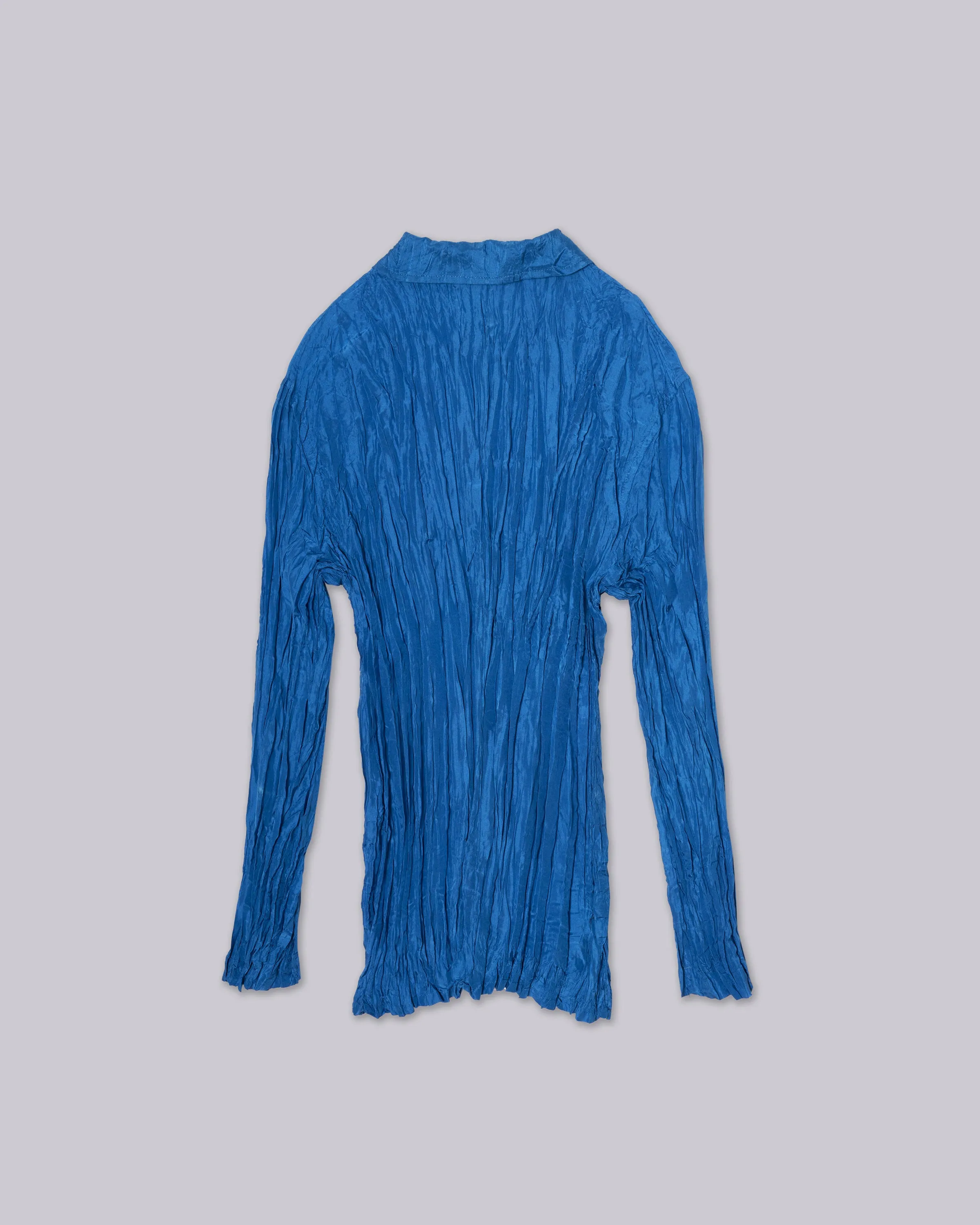 Hand Pleated Shirt in Cerulean