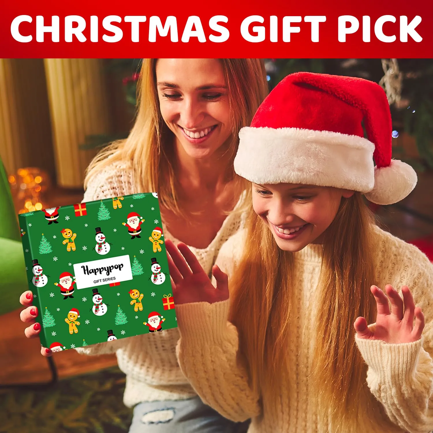 HAPPYPOP Christmas Gifts for Dad Mom - Little Elf Socks, Secret Santa Stocking Stuffers for Adults with Greeting Card