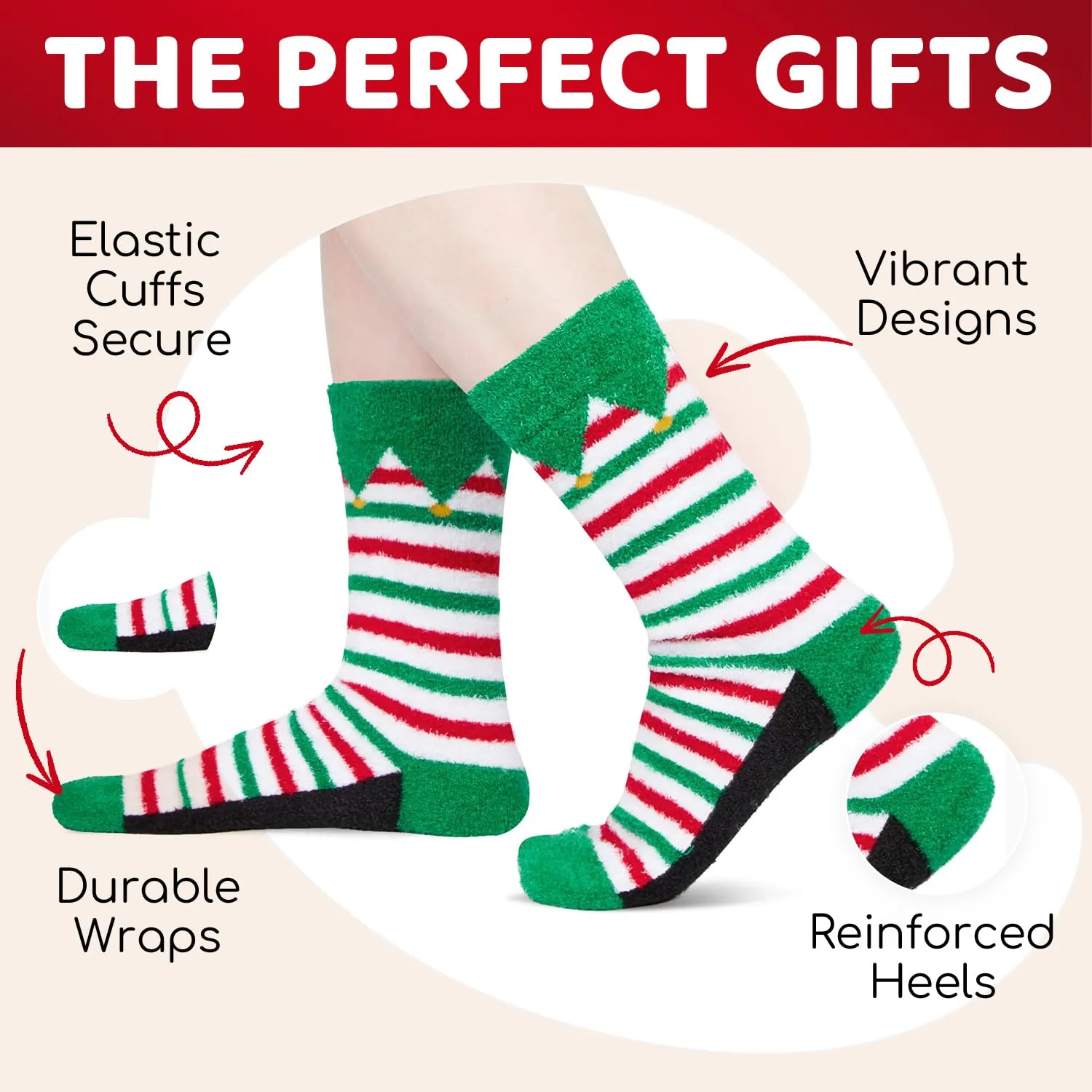 HAPPYPOP Christmas Gifts for Dad Mom - Little Elf Socks, Secret Santa Stocking Stuffers for Adults with Greeting Card