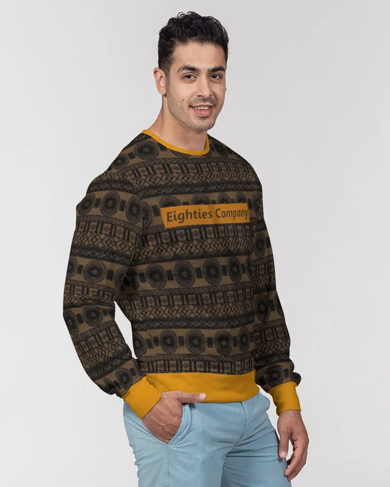 Hatchi Tribal Print Men's Classic French Terry Crewneck Pullover