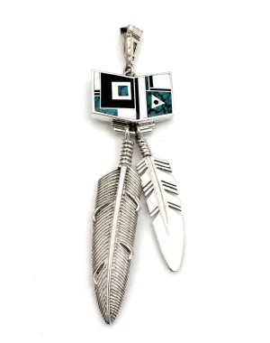 Inlay Fetching Eagle Feather Pendant