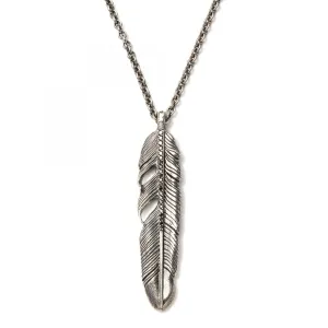 John Varvatos Silver Feather Necklace