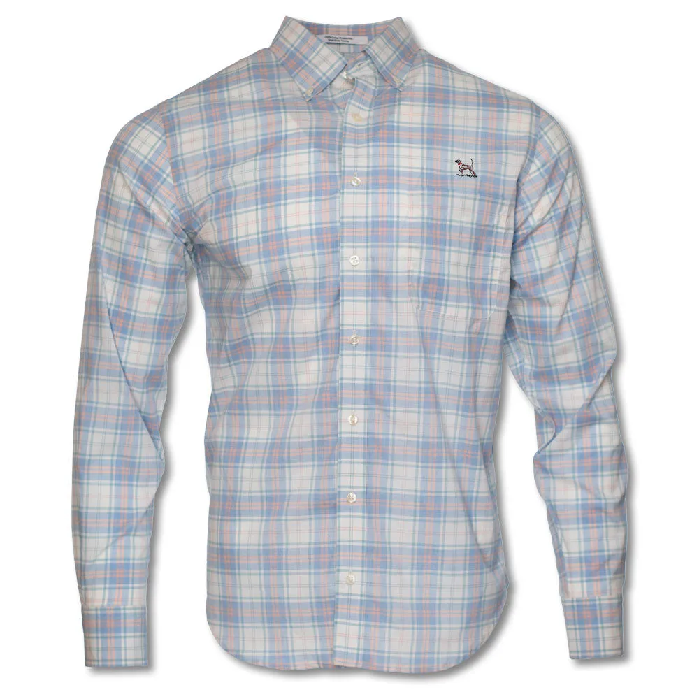 Kevin's Wrinkle Free Sky Blue/Peach Plaid Shirt