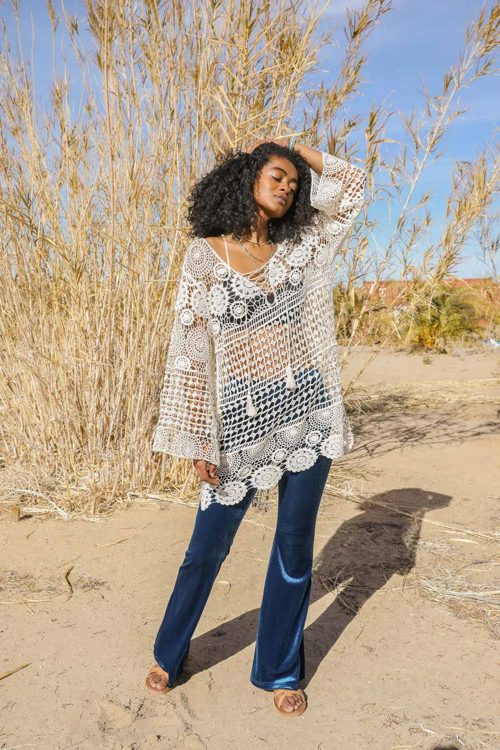 Lace-Up Crochet Tunic - 2 colors