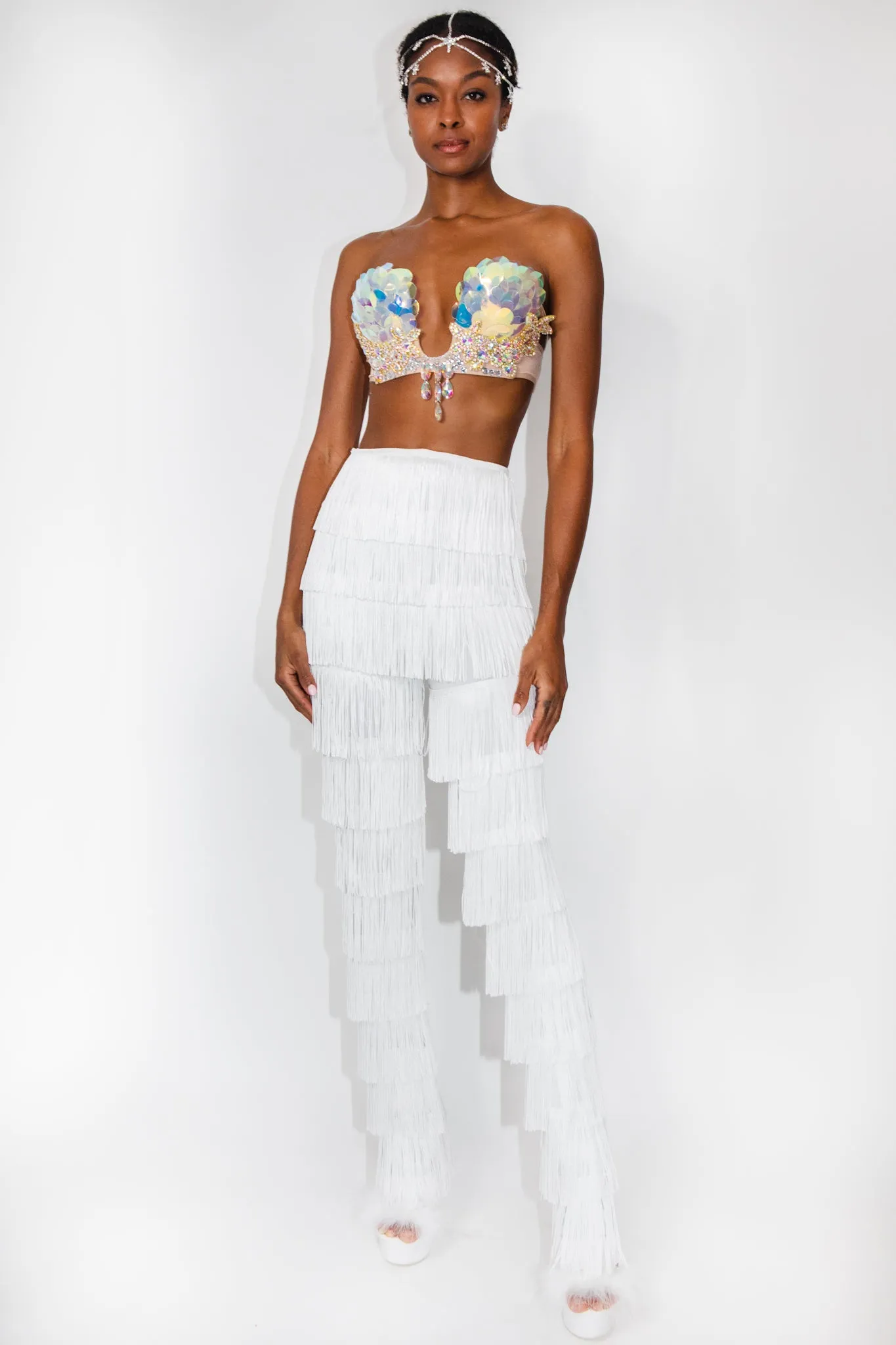 Life On The Run White Fringed Pants