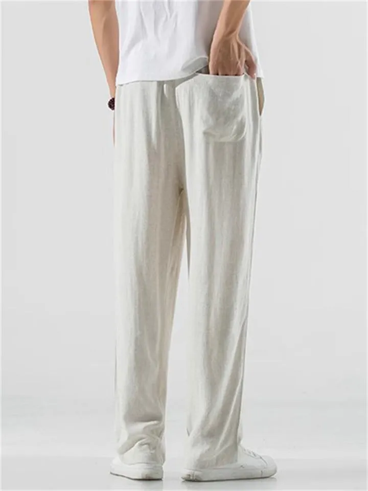 Lightweight Breathable Straight Leg Casual Linen Pants for Men