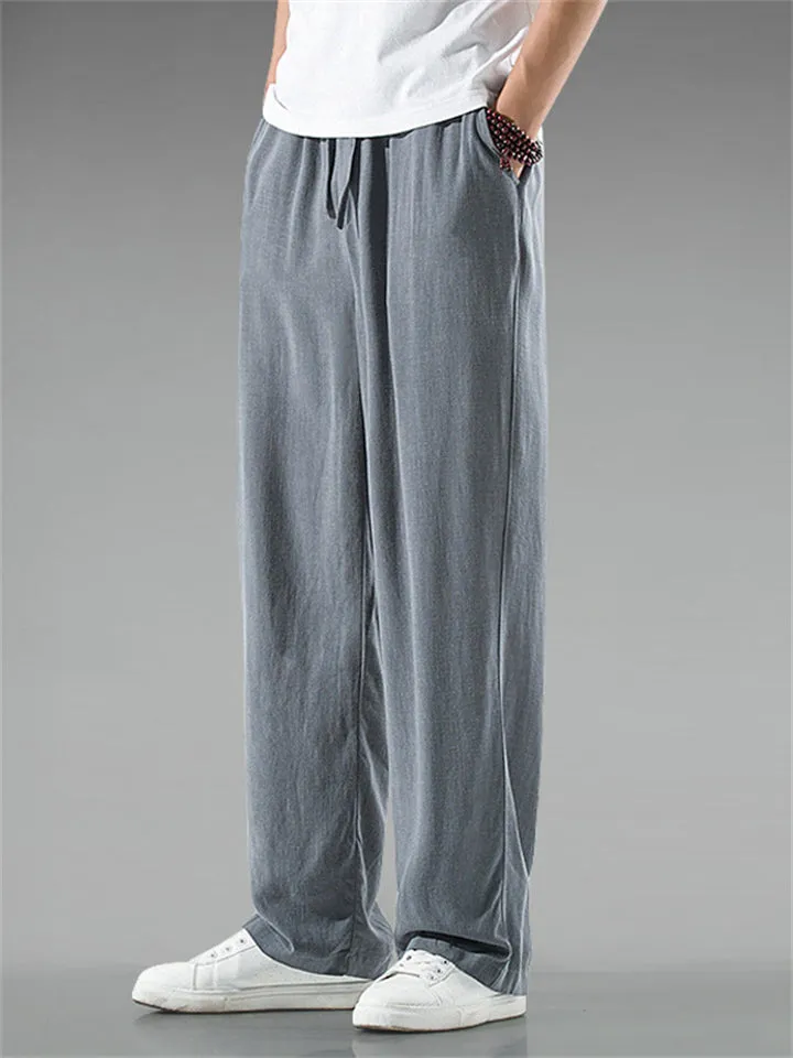 Lightweight Breathable Straight Leg Casual Linen Pants for Men