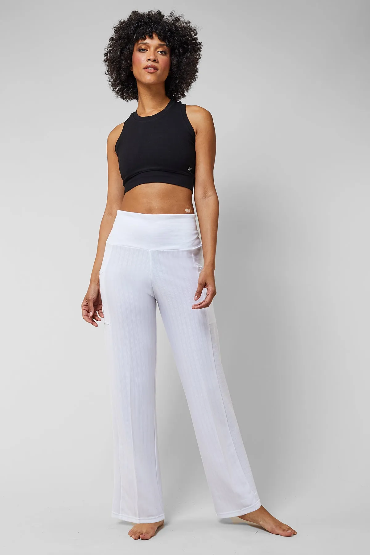 Lightweight Yoga Loose Side Pockets Pant White