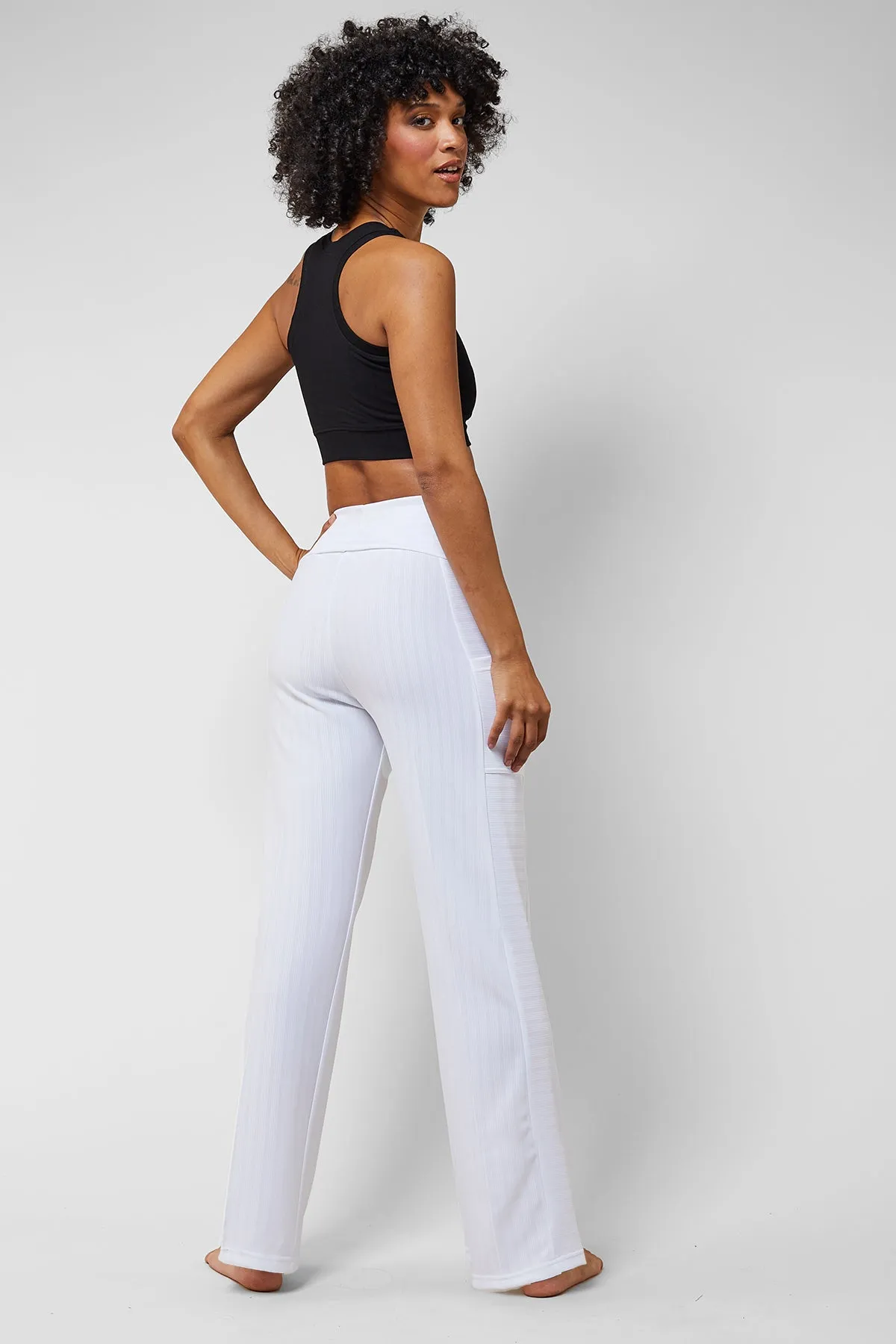 Lightweight Yoga Loose Side Pockets Pant White