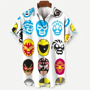 Luchador Print Short Sleeve Summer Shirt for Men – Jason