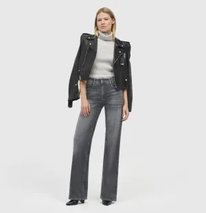 MAC - Straight Fit Wide Leg Jeans - Grey Heavy Used