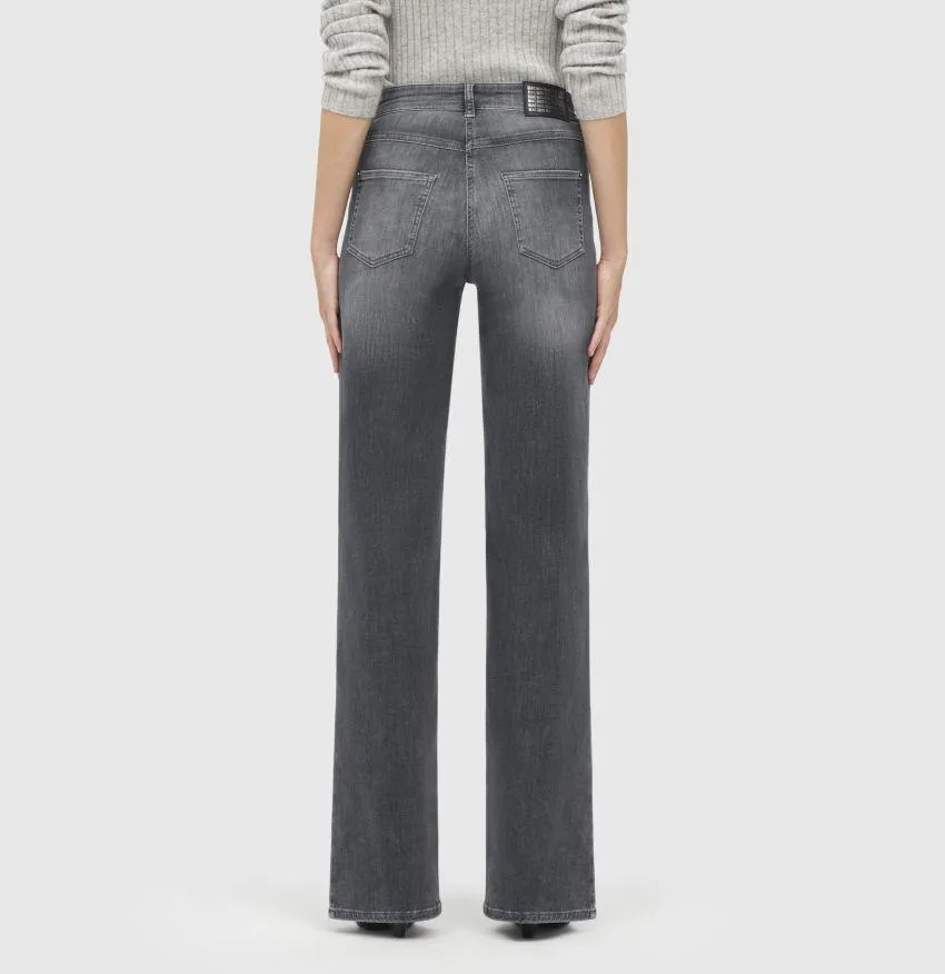 MAC - Straight Fit Wide Leg Jeans - Grey Heavy Used