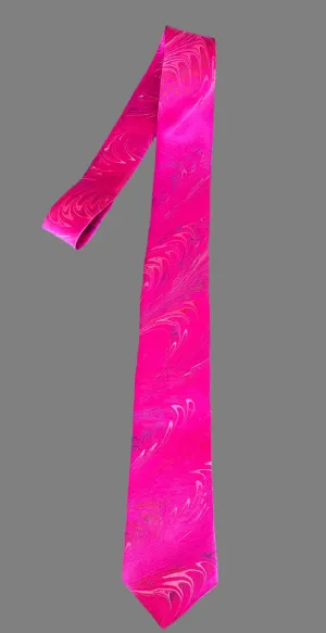 Magenta Feather Pattern 3” Silk Tie