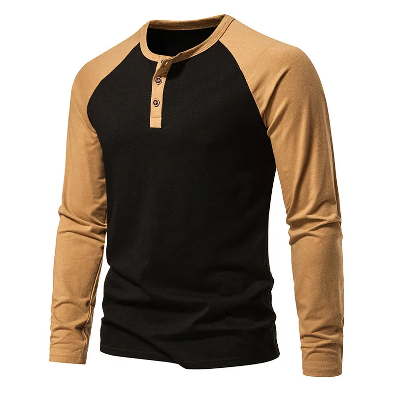 Men Crewneck Buttons Long Sleeves T-Shirt