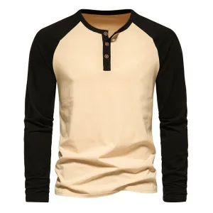 Men Crewneck Buttons Long Sleeves T-Shirt