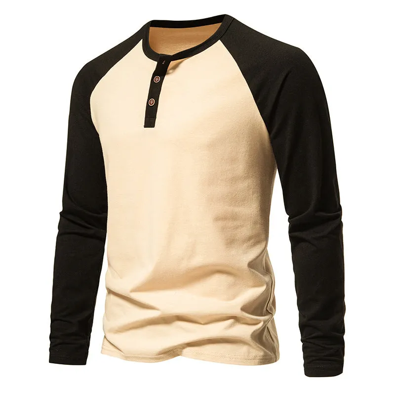 Men Crewneck Buttons Long Sleeves T-Shirt