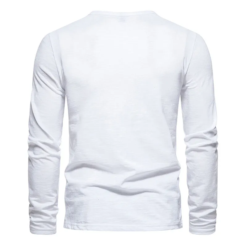 Men Crewneck Buttons Long Sleeves T-Shirt