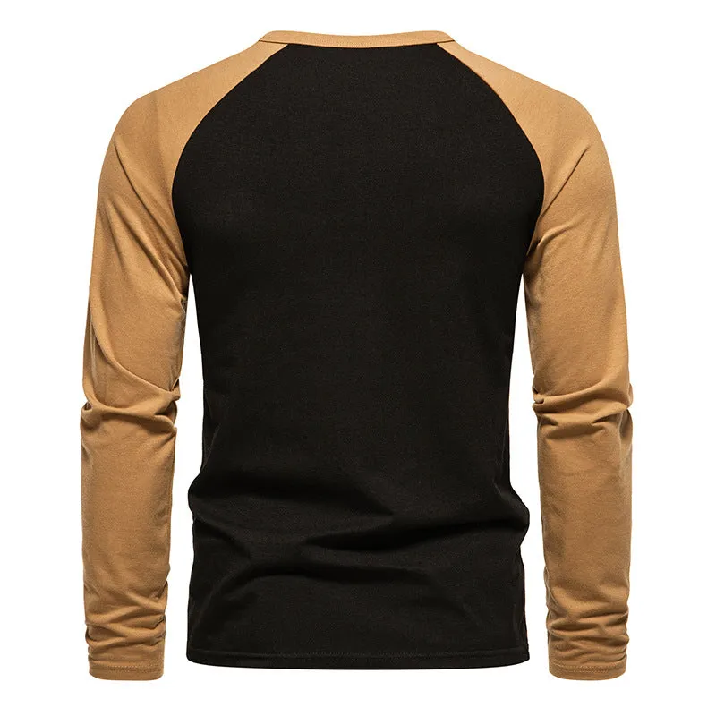Men Crewneck Buttons Long Sleeves T-Shirt