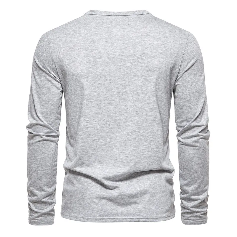 Men Crewneck Buttons Long Sleeves T-Shirt