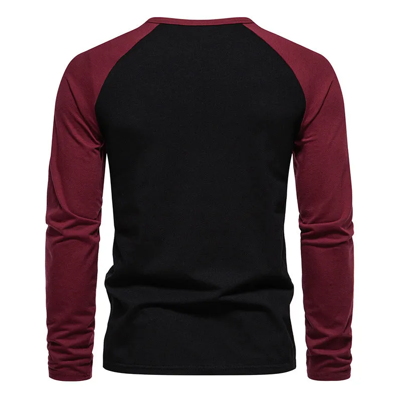 Men Crewneck Buttons Long Sleeves T-Shirt