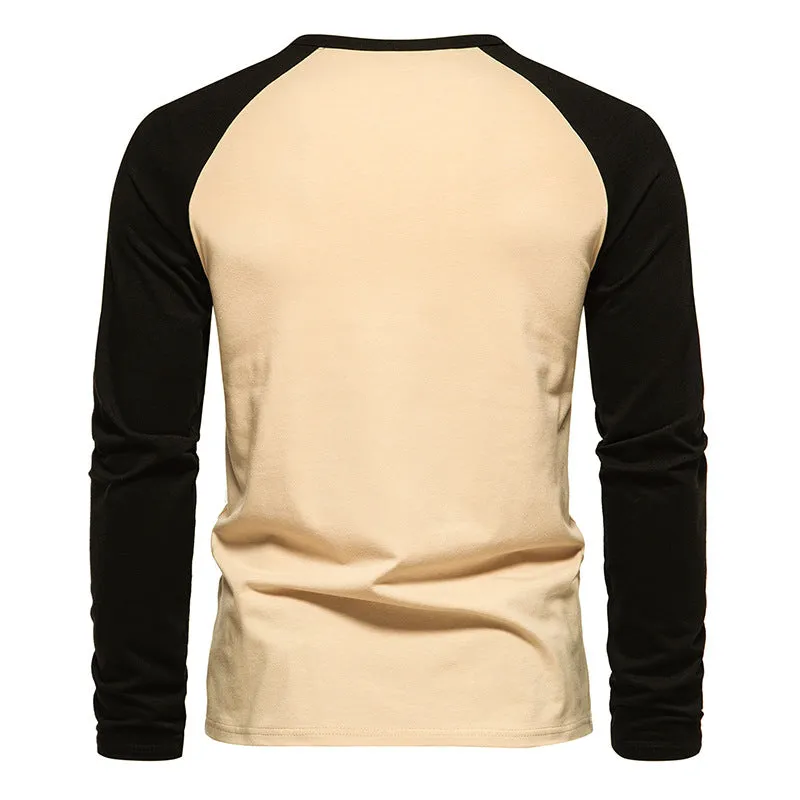 Men Crewneck Buttons Long Sleeves T-Shirt