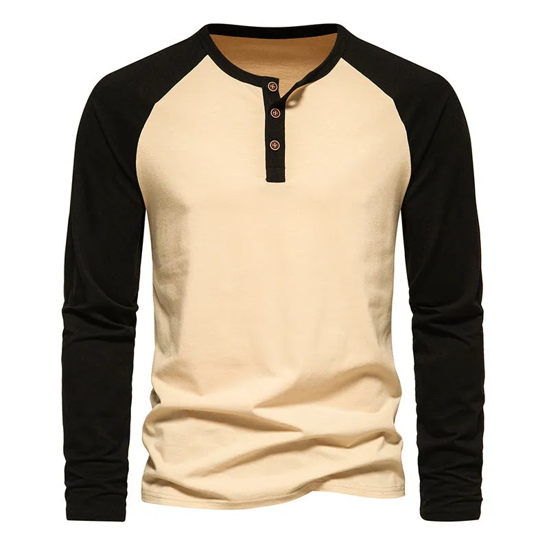 Men Crewneck Buttons Long Sleeves T-Shirt