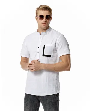 Men Crewneck Buttons Short Sleeves T-Shirt