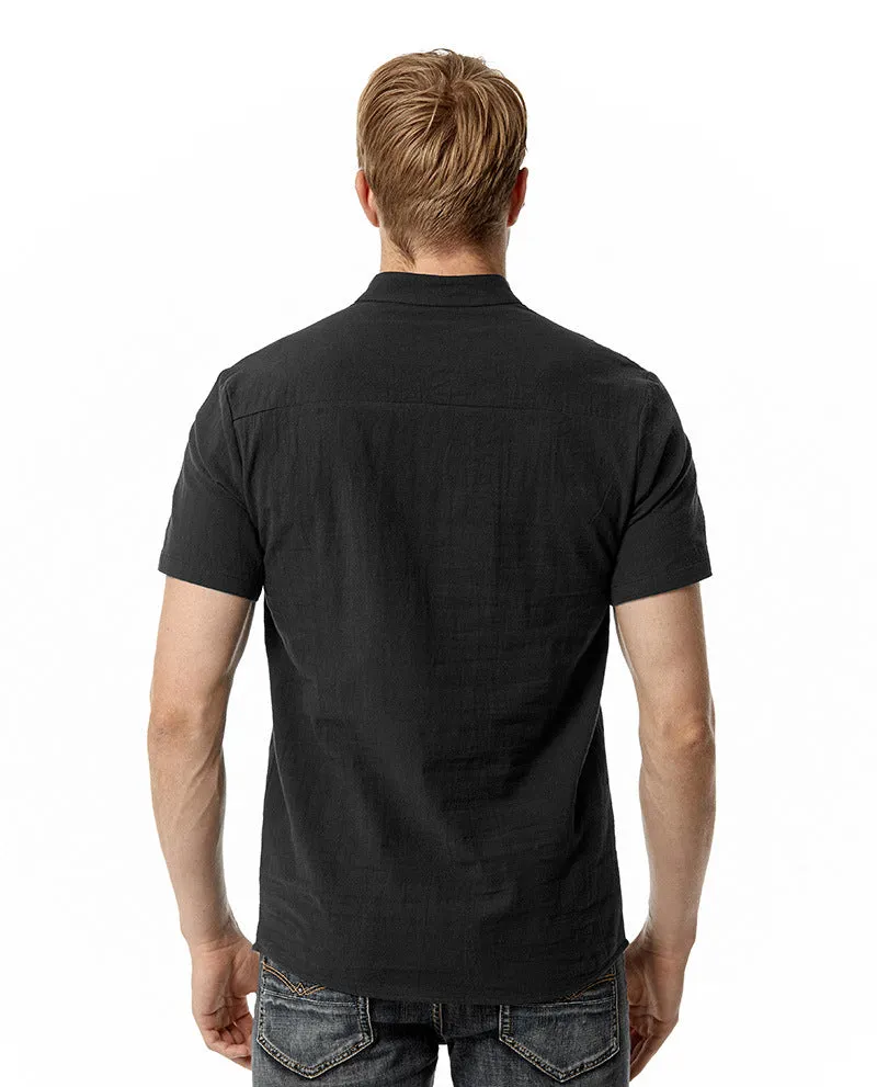Men Crewneck Buttons Short Sleeves T-Shirt
