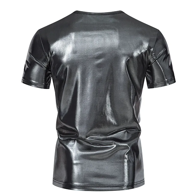 Men Crewneck Glossy Short Sleeves T-Shirt
