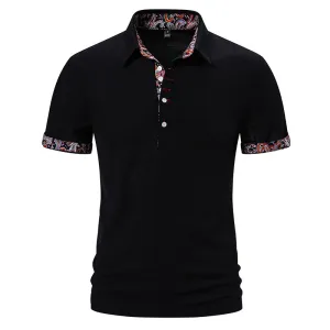 Men Turnover Collar Buttons Short Sleeves T-Shirt