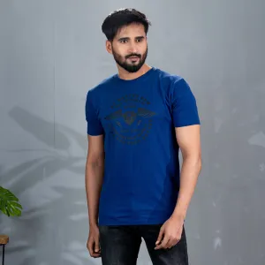 Mens Blue Chest Print T-Shirt
