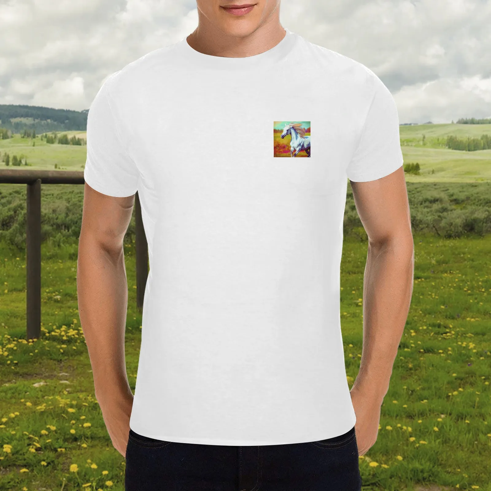 Men's Cowboy and Horses Printed Gildan T-shirt up to 5XL - Made in USA