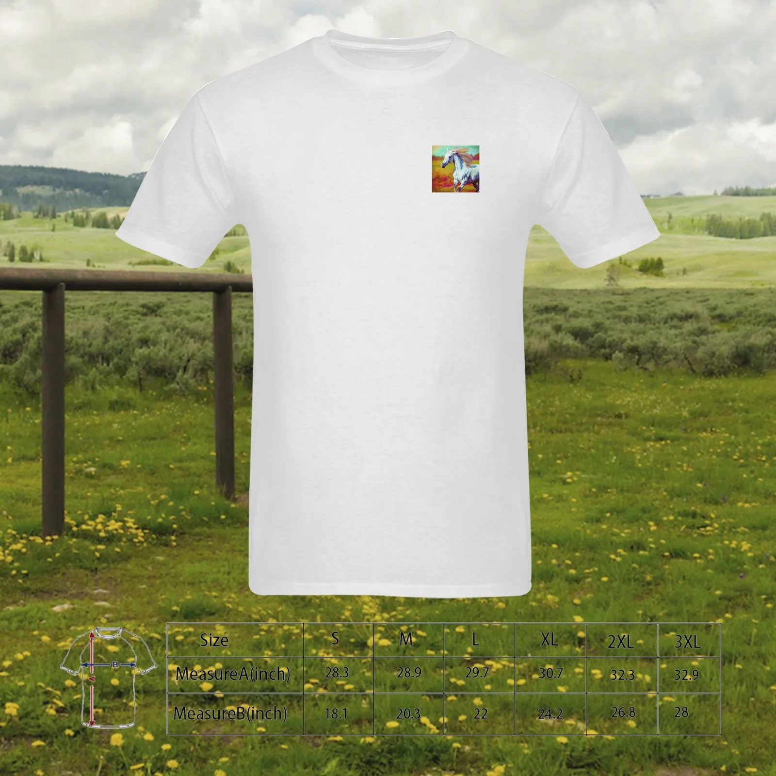 Men's Cowboy and Horses Printed Gildan T-shirt up to 5XL - Made in USA
