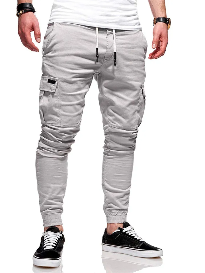 Men's Fashion Drawstring Skinny Cargo Jogger Pants