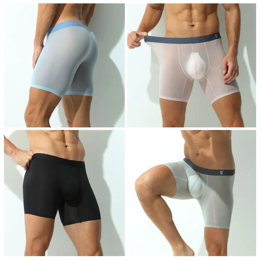 Men's Feather-light Ice Silk Mesh Boxer Briefs Up to Size XXL(4-Pack) -JEWYEE 023WPJ
