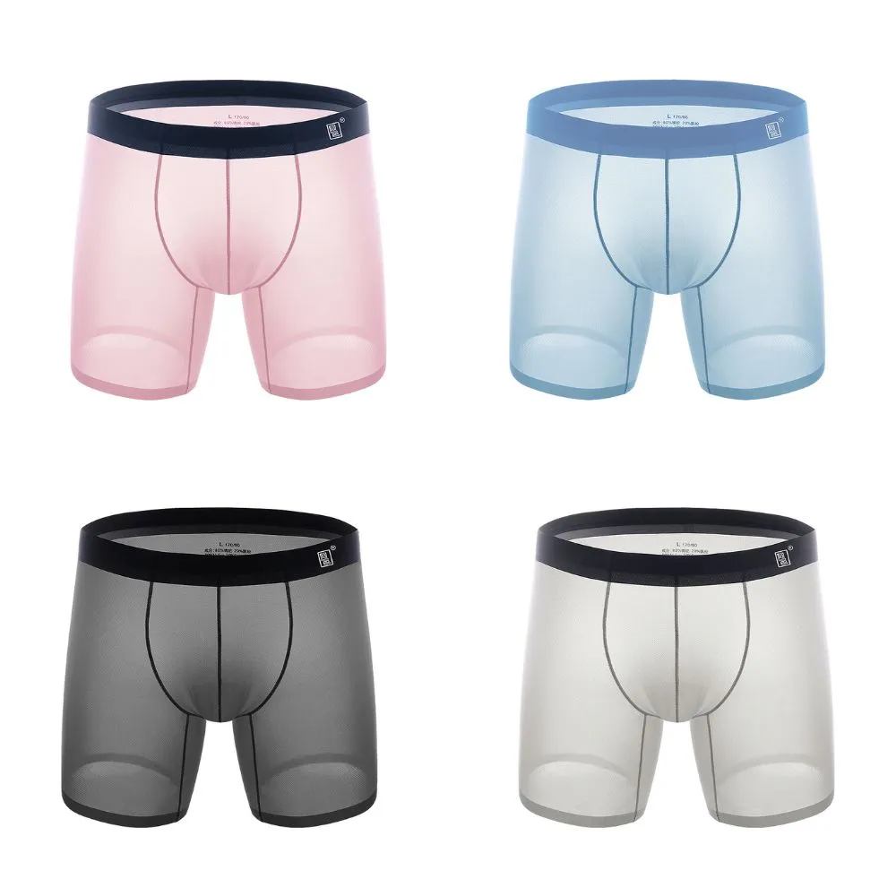Men's Feather-light Ice Silk Mesh Boxer Briefs Up to Size XXL(4-Pack) -JEWYEE 023WPJ