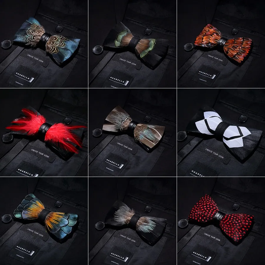 Men's Luxury Bowtie With Box Fashion Peacock Feather Bow Ties For Men